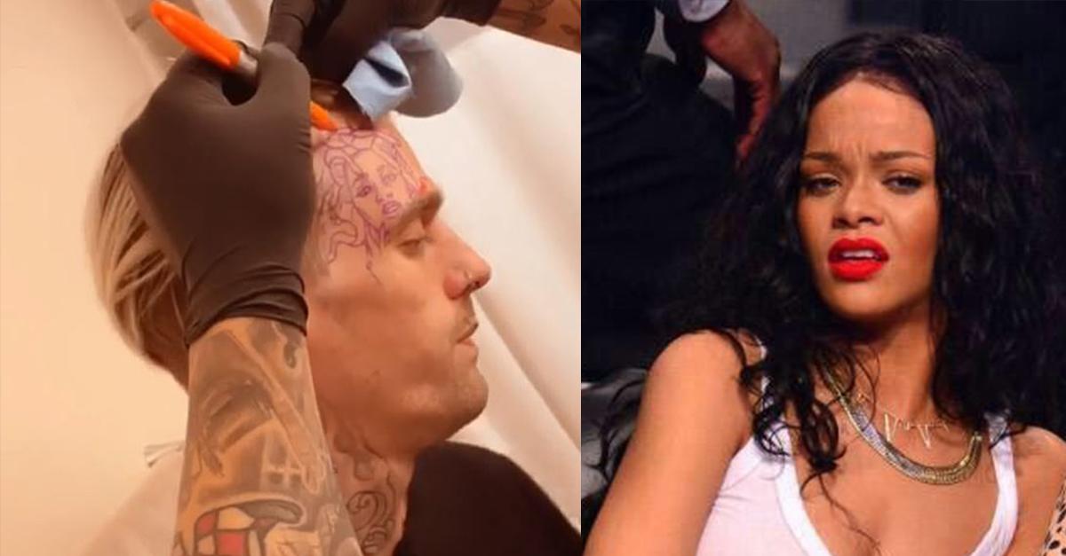 Rihanna Got That New Camo Shark Tattoo in Drake's Dressing Room